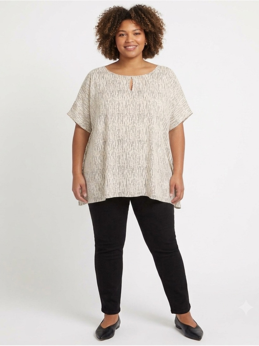 𝅺PENNINGTONS White Black Plus Size 1X Lady Woman New With Tags Short Sleeved Top